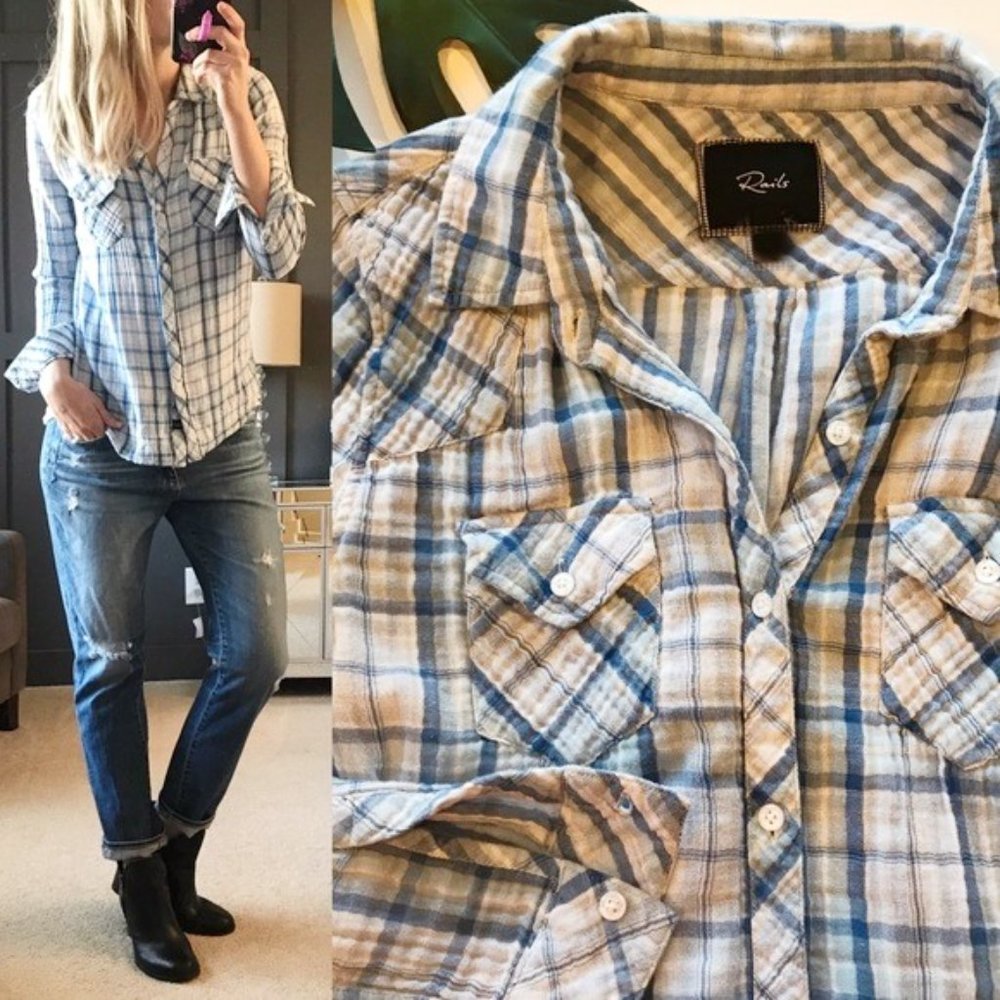 Rails Kendra Gauze Plaid Button Down Shirt